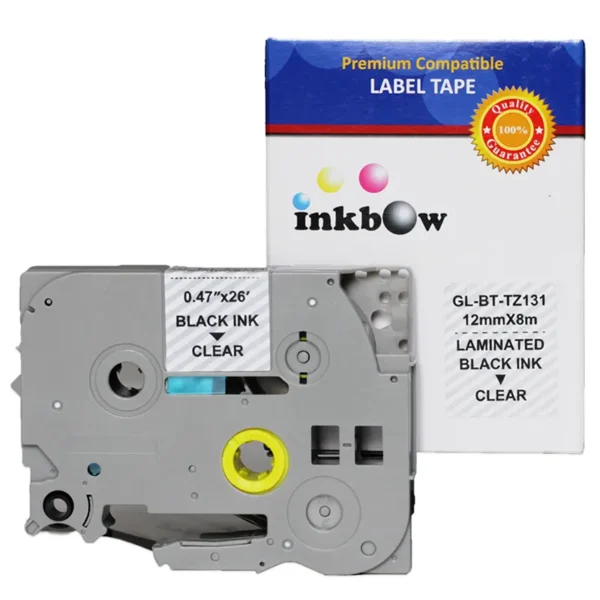 Compatible TZe-131 Laminated Label Tape for Brother Printer (12mm Black On Clear)