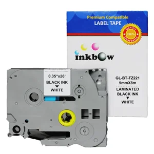 Compatible TZe-221 Laminated Label Tape for Brother Printer (9mm Black On White)